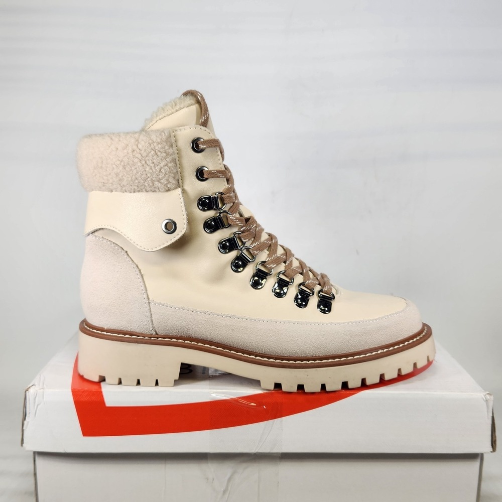 Blondo Natasia Boot Women Size 6.0 Bone Leath Waterproof Faux Shearling Hiking